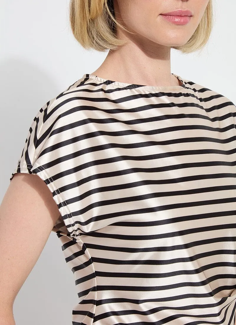 Bruna Side Draped Top Printed Coastal Stripe - Lysse 21-3499-M3 4481