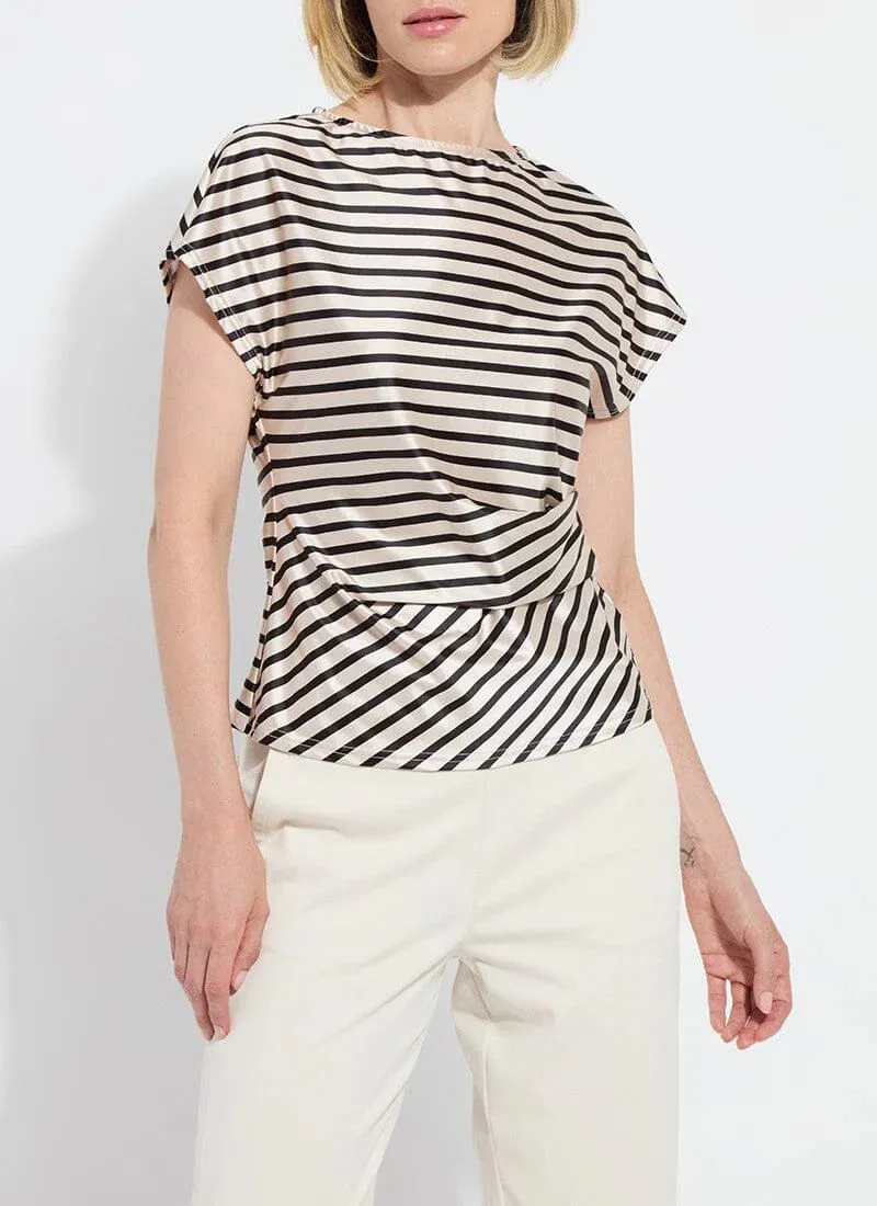 Bruna Side Draped Top Printed Coastal Stripe - Lysse 21-3499-M3 4481