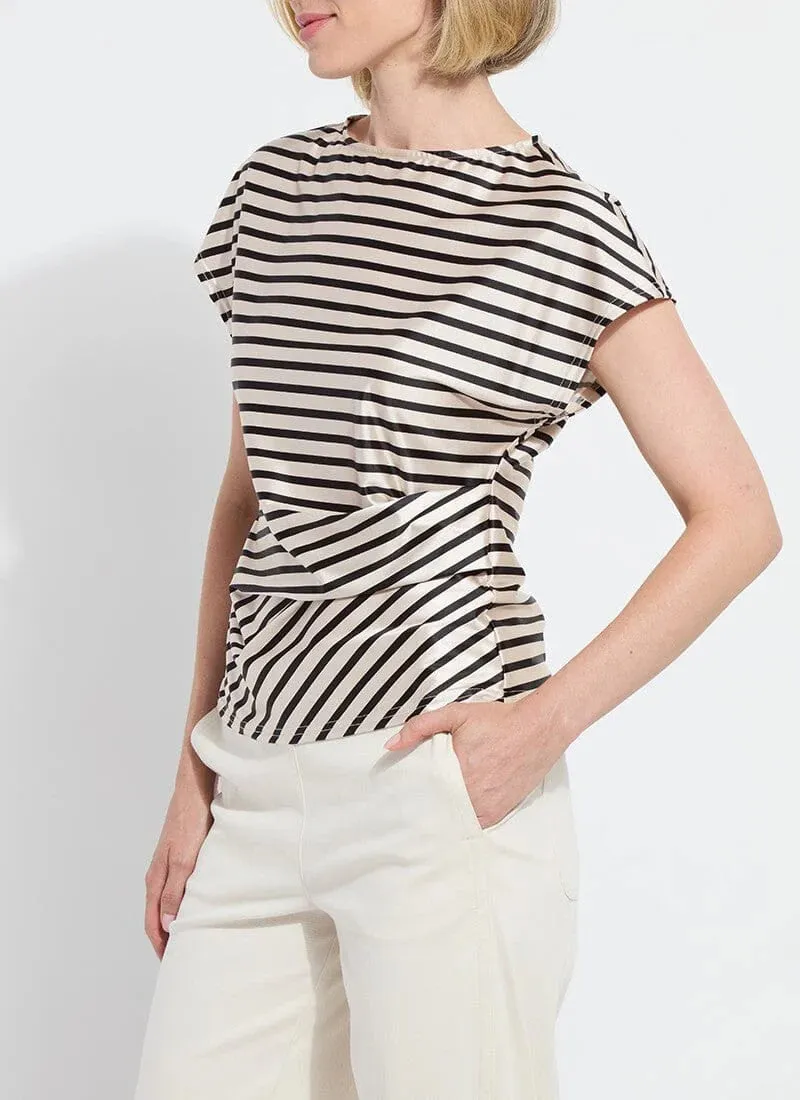 Bruna Side Draped Top Printed Coastal Stripe - Lysse 21-3499-M3 4481