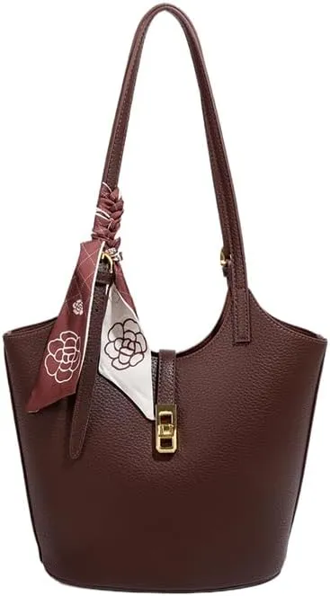 Bucket Bag For Women Vintage Bucket Purse Vegan Leather Tote Bag Shoulder Handbag