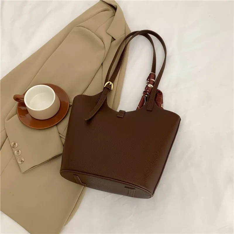 Bucket Bag For Women Vintage Bucket Purse Vegan Leather Tote Bag Shoulder Handbag