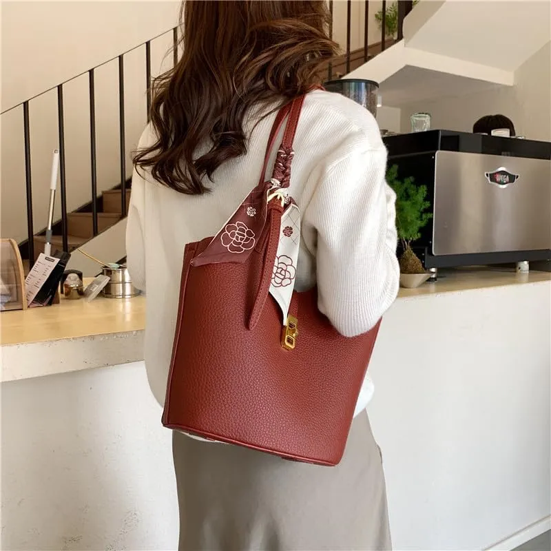 Bucket Bag For Women Vintage Bucket Purse Vegan Leather Tote Bag Shoulder Handbag