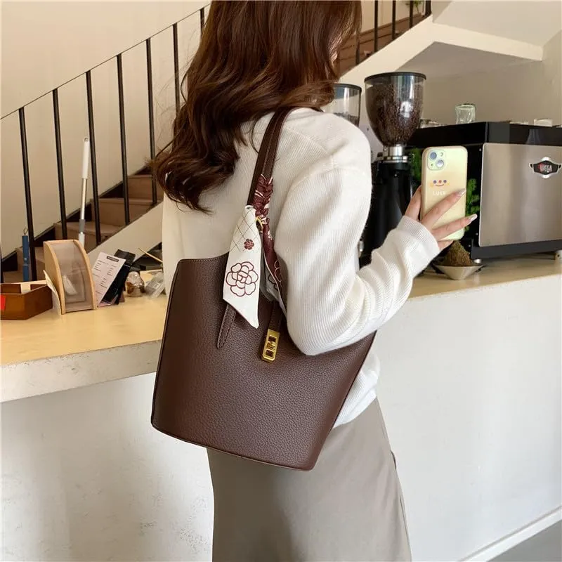 Bucket Bag For Women Vintage Bucket Purse Vegan Leather Tote Bag Shoulder Handbag