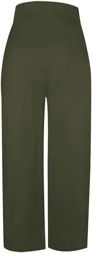Chatinction Women's Casual Palazzo Pants High Waist Pleated Polka Dot Printed Wide Leg Pants with Pockets