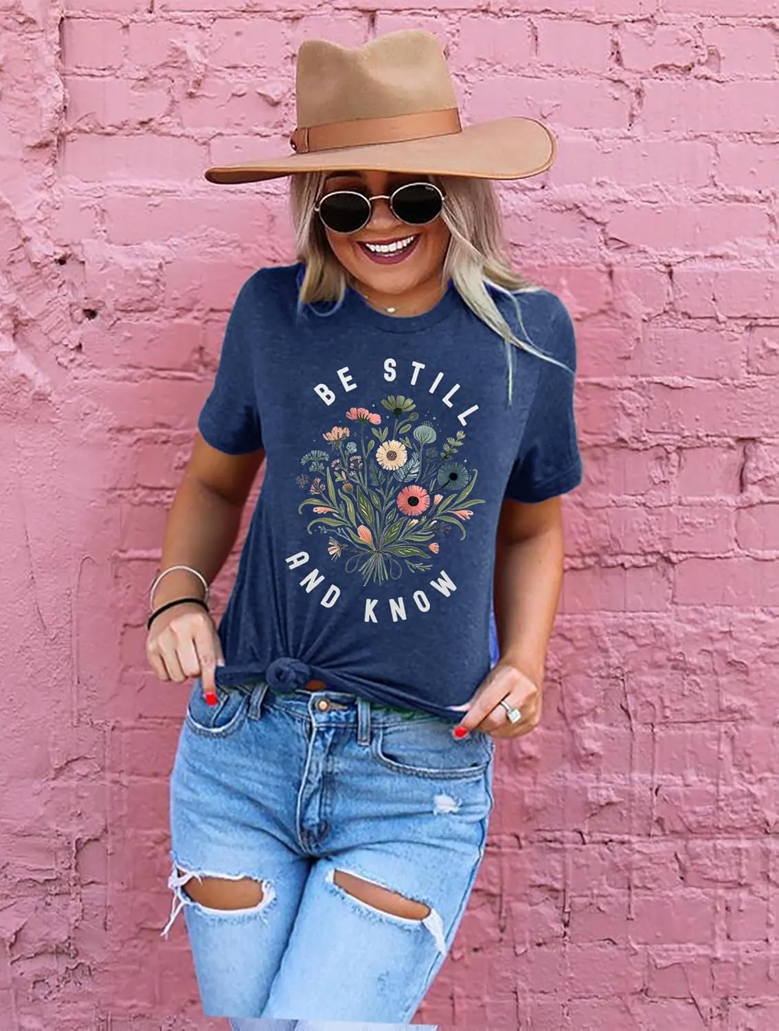 Christian Be Still and Know Shirts for Women Summer Casual T Shirts