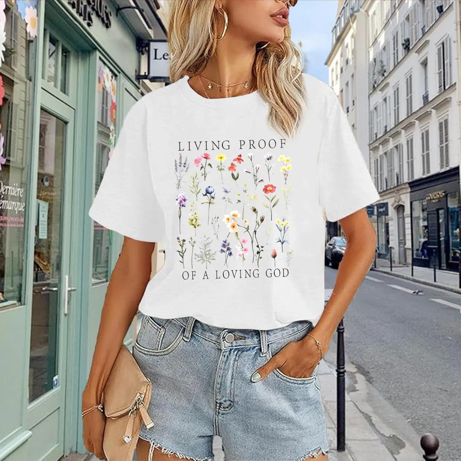 Christian Shirts for Women Boho Floral Graphic Tees God Bible Verse Religious Faith Tshirt Wildflower Inspiration Top