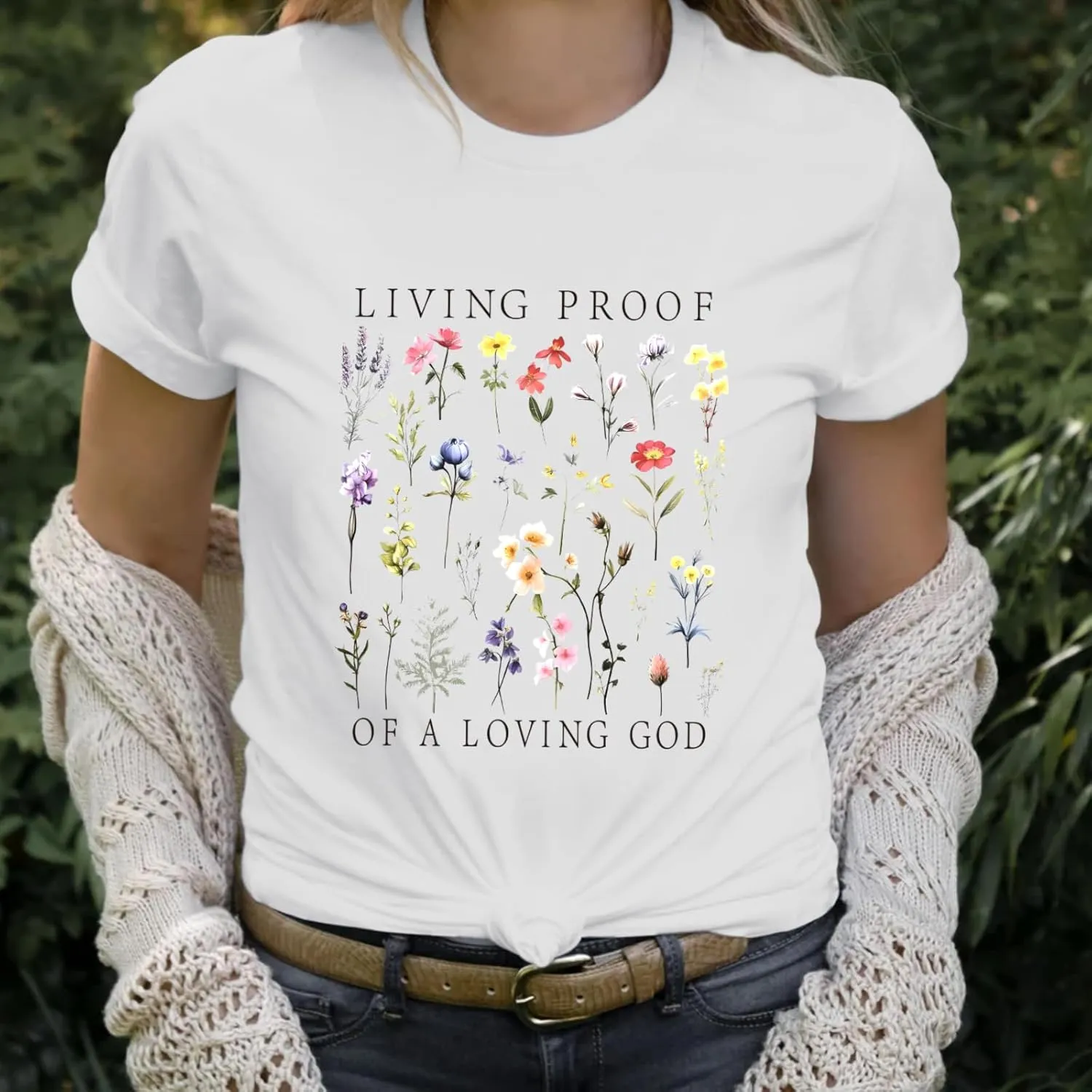 Christian Shirts for Women Boho Floral Graphic Tees God Bible Verse Religious Faith Tshirt Wildflower Inspiration Top