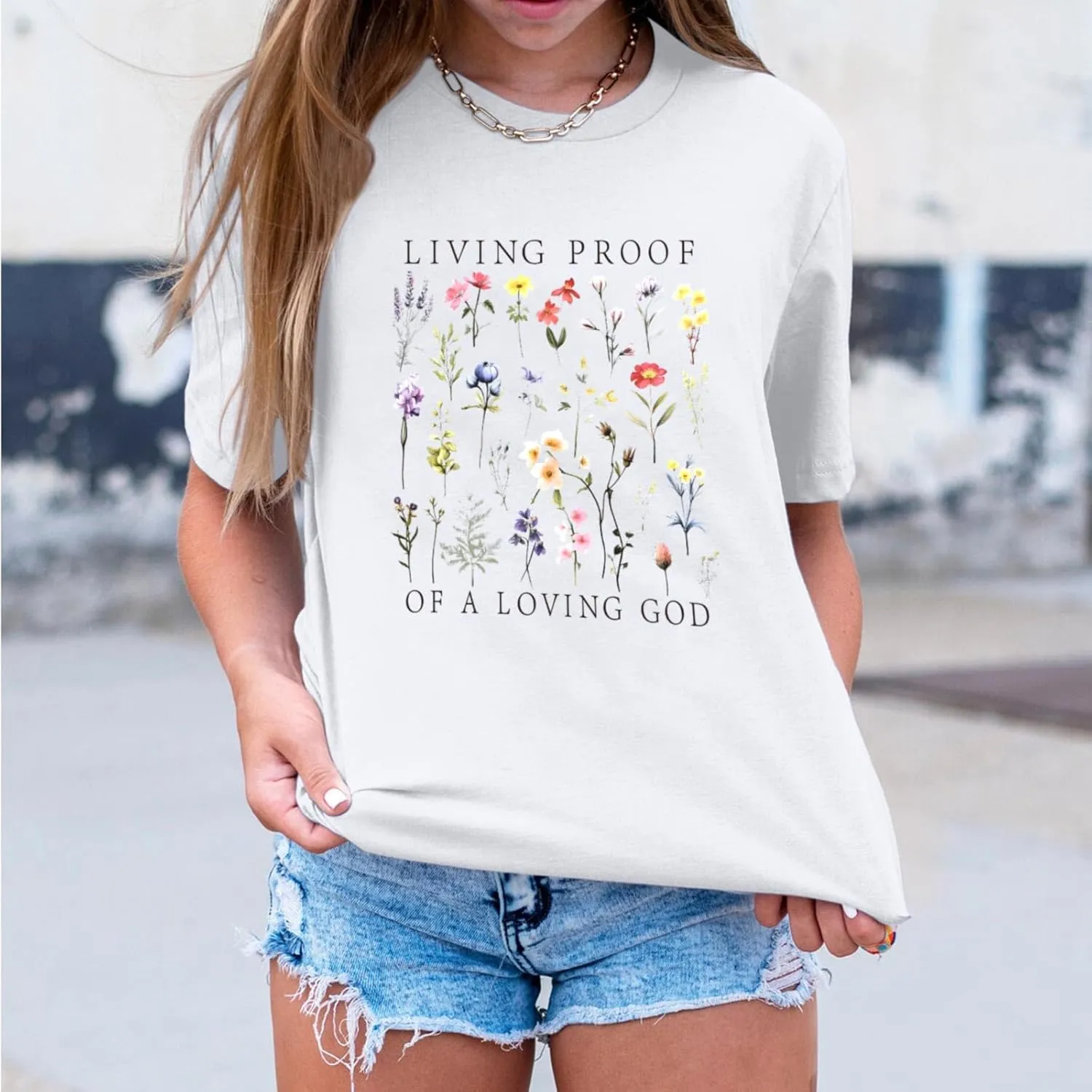 Christian Shirts for Women Boho Floral Graphic Tees God Bible Verse Religious Faith Tshirt Wildflower Inspiration Top