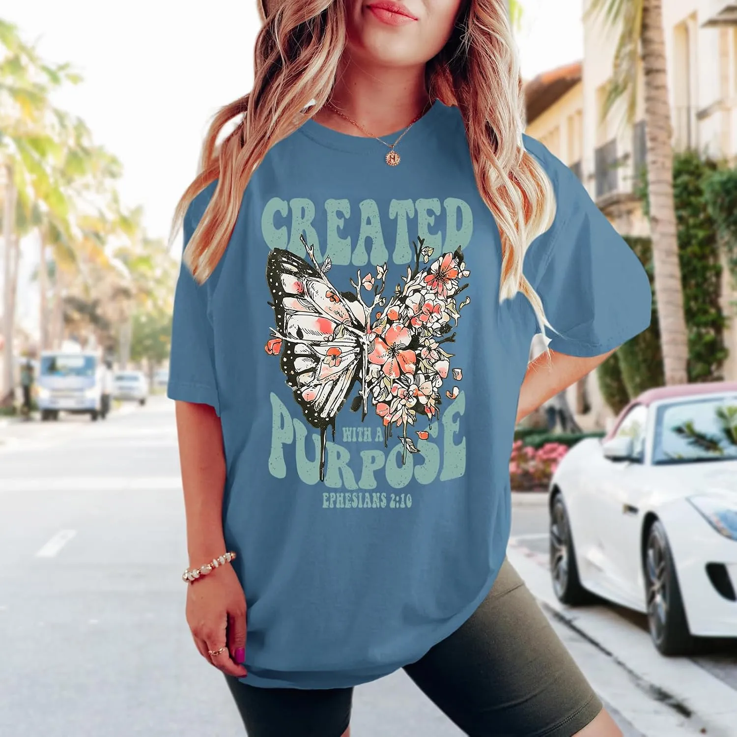 Christian Shirts for Women Jesus Tshirt Faith Religious Bible Verse T Shirt Oversized Boho Butterfly Graphic Tees Top