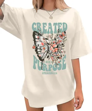 Christian Shirts for Women Jesus Tshirt Faith Religious Bible Verse T Shirt Oversized Boho Butterfly Graphic Tees Top