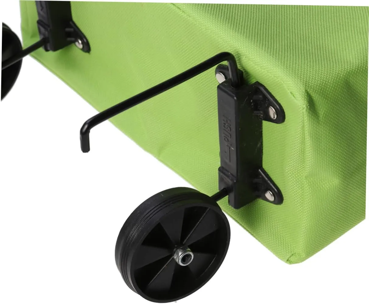 Ciieeo Folding Bag Trolley Foldable Dolly Folding Shopping Cart Collapsible Cart Portable Car Vegetables Organizer Trolley Car Green
