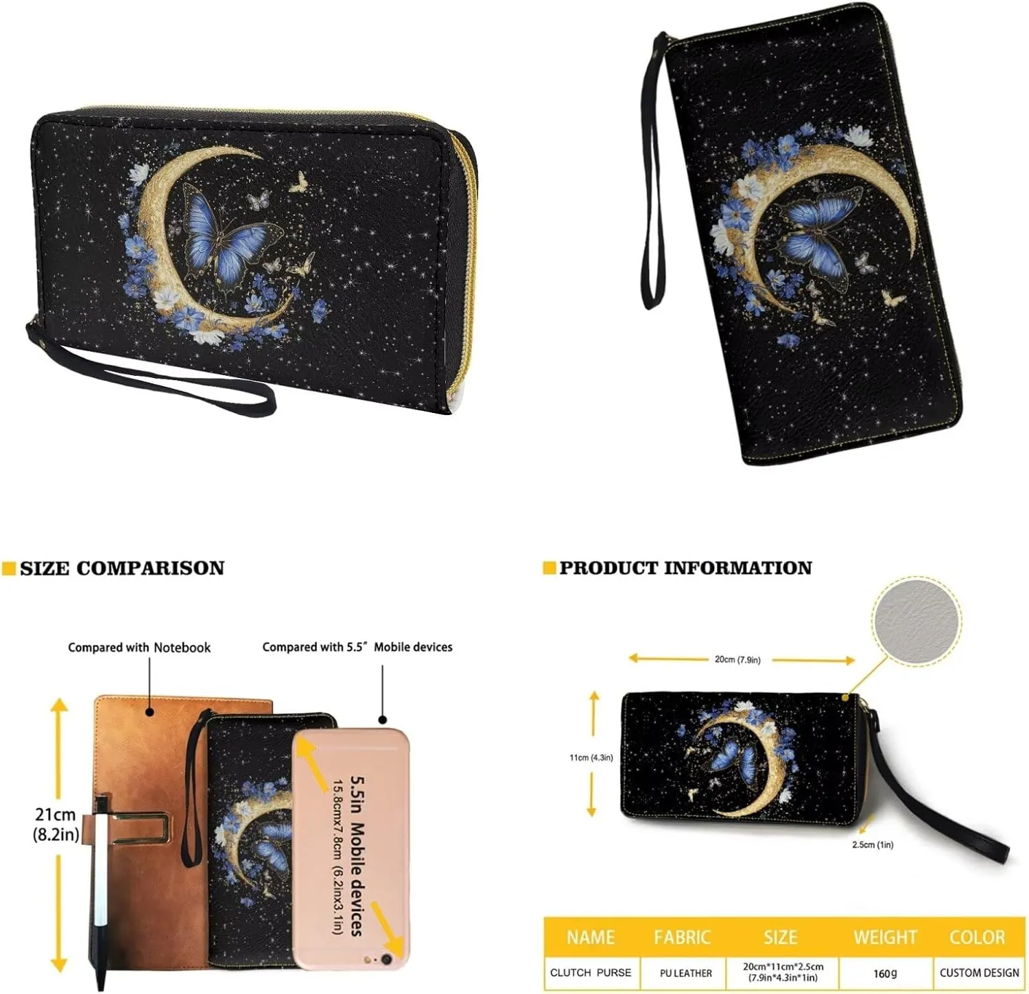 Circle Purse Set for Women Girls, PU Round Crossbody Bag with PU Wallet for Party Work