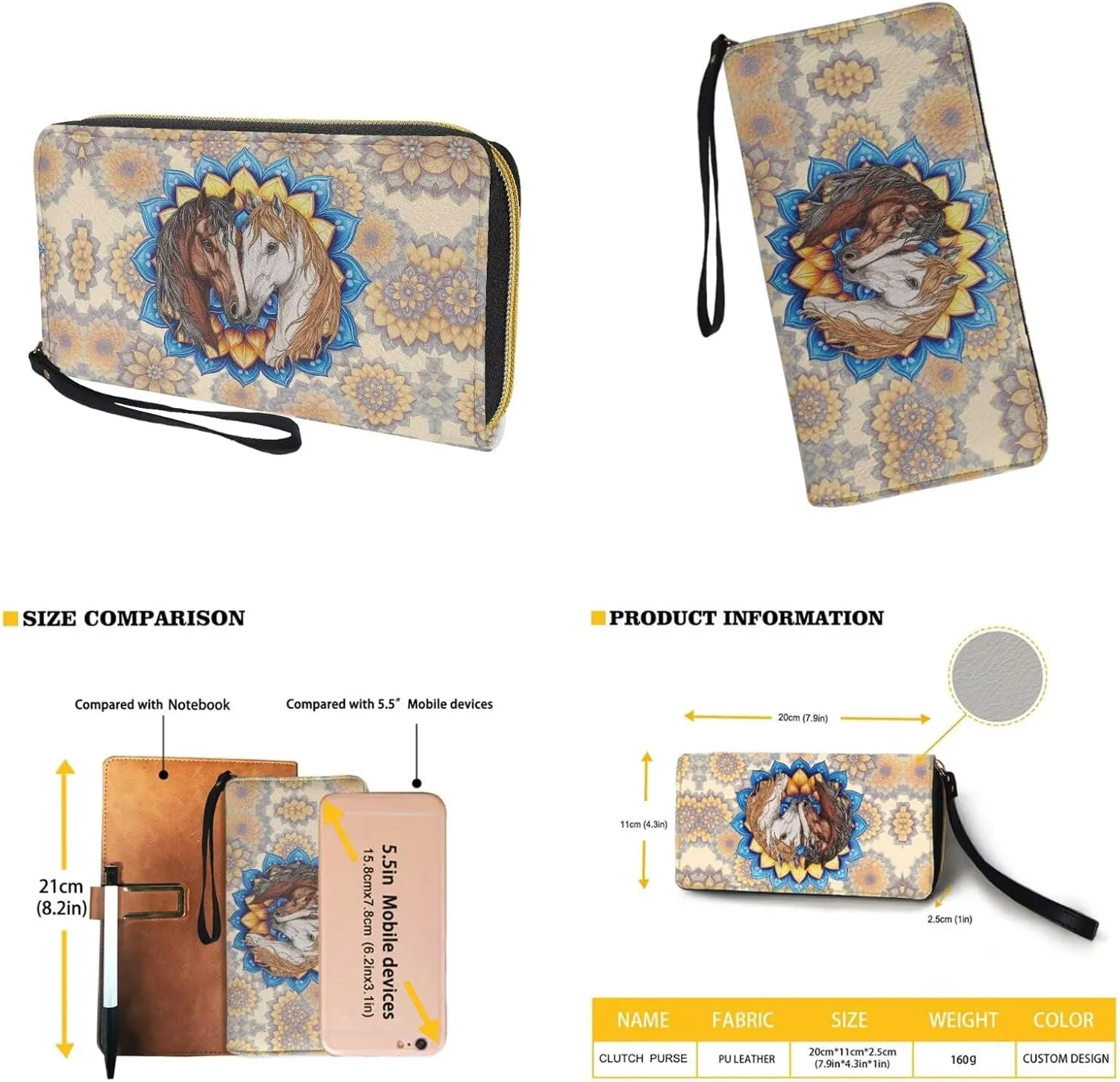 Circle Purse Set for Women Girls, PU Round Crossbody Bag with PU Wallet for Party Work