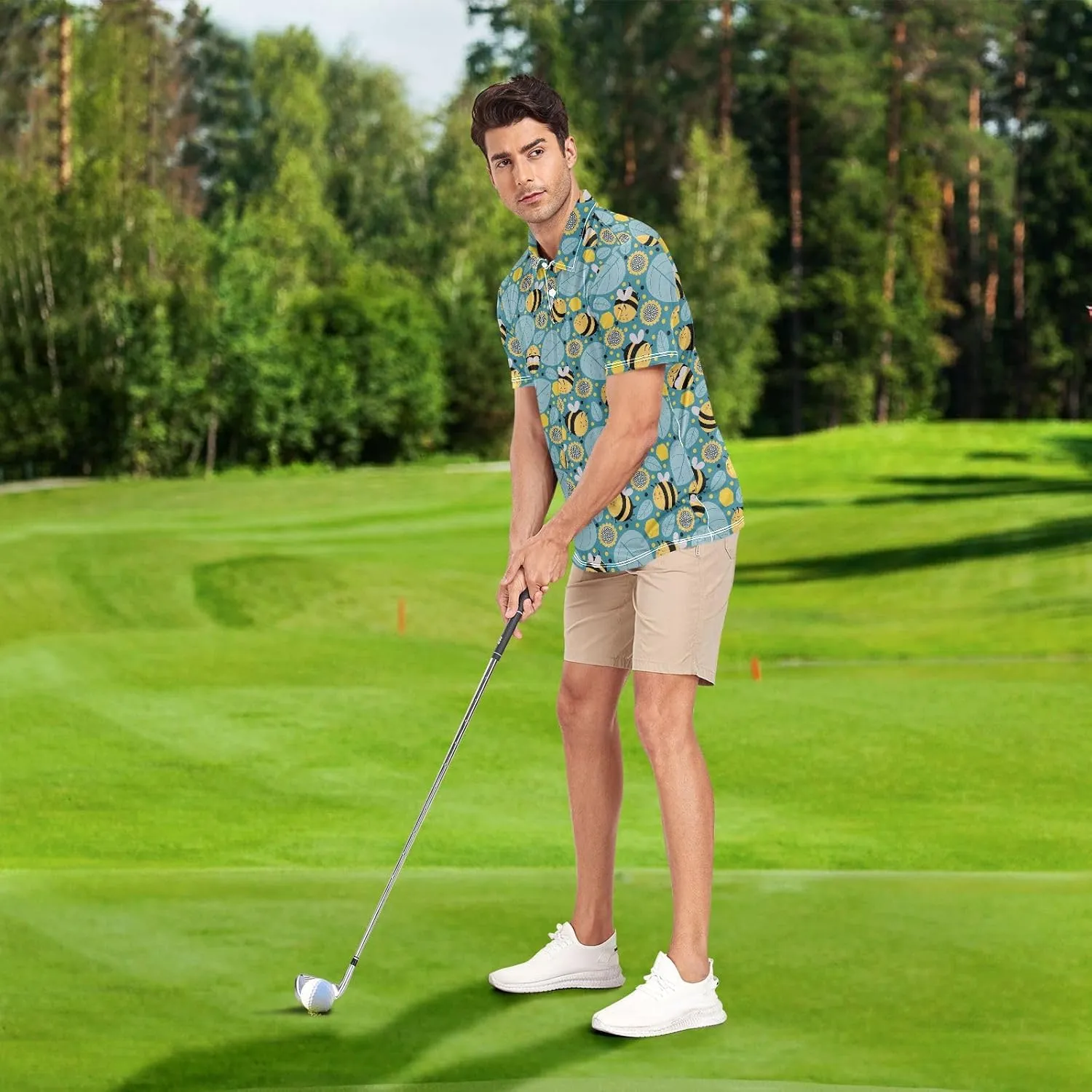 Circus Penguin Men's Polo Shirts Short Sleeve Quick Dry Athletic Outdoor Sports Golf Shirts S-XXL