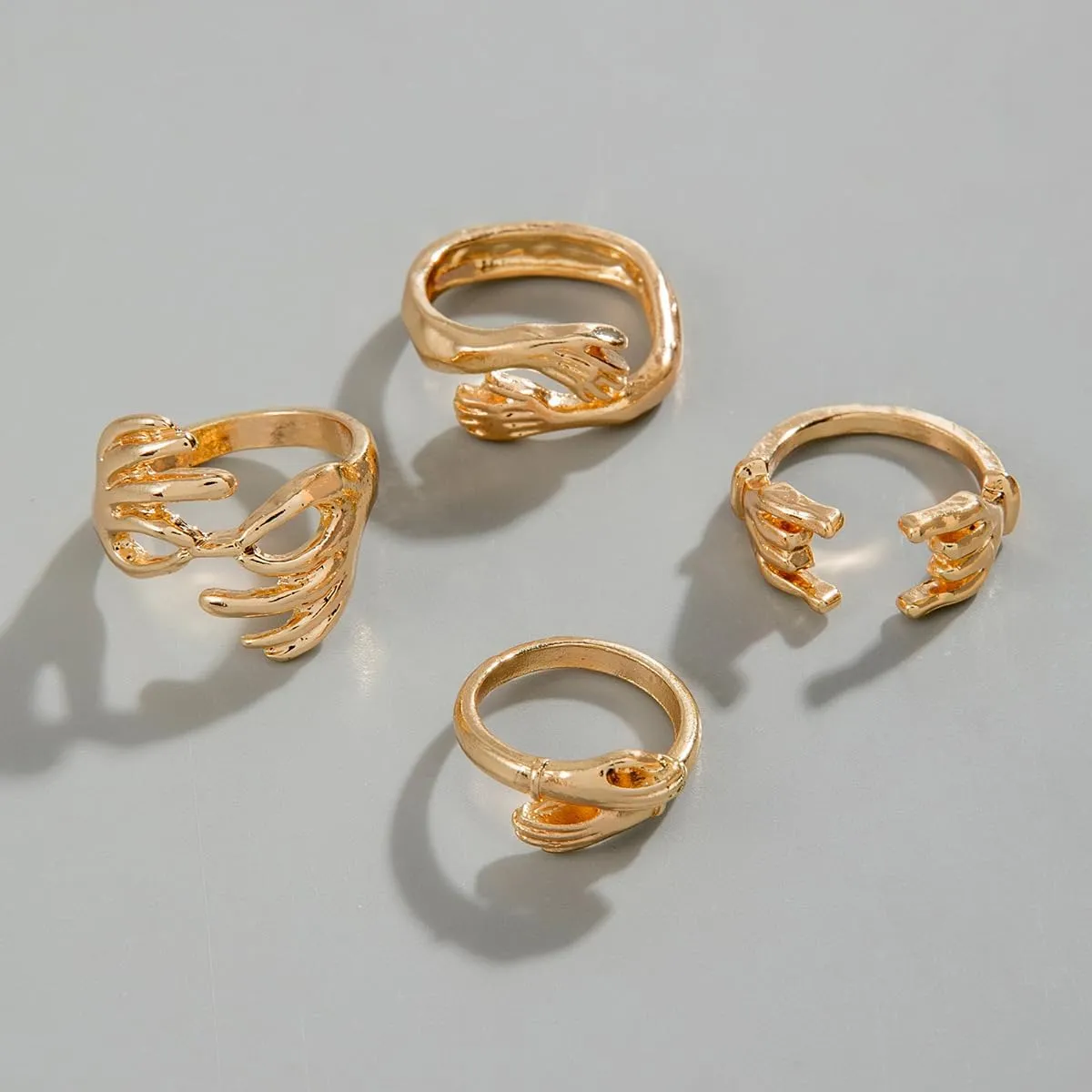 CJIAYUJEW Gold Stackable Rings Dainty Open Rings Set for Women Chunky Gold 6Pcs Stacking Ring Adjustable Knuckle Ring Finger Jewelry