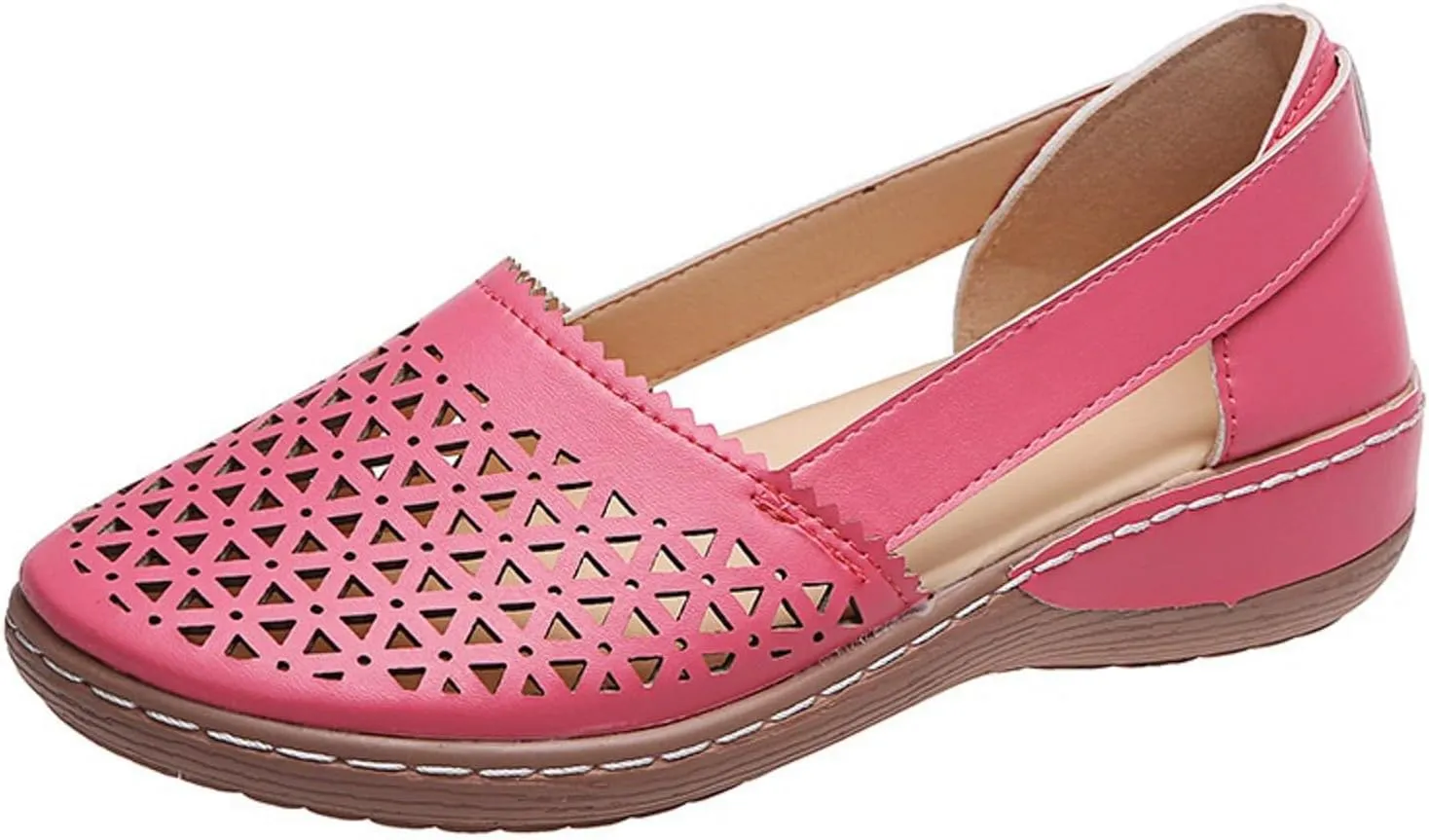 Closed Toe Sandals for Women 2025, Women Dressy Comfortable Flat Sandals with Arch Support Slip On Walking Sandal Breathable Hollow Out Sandal Beach Boho Summer Shoes