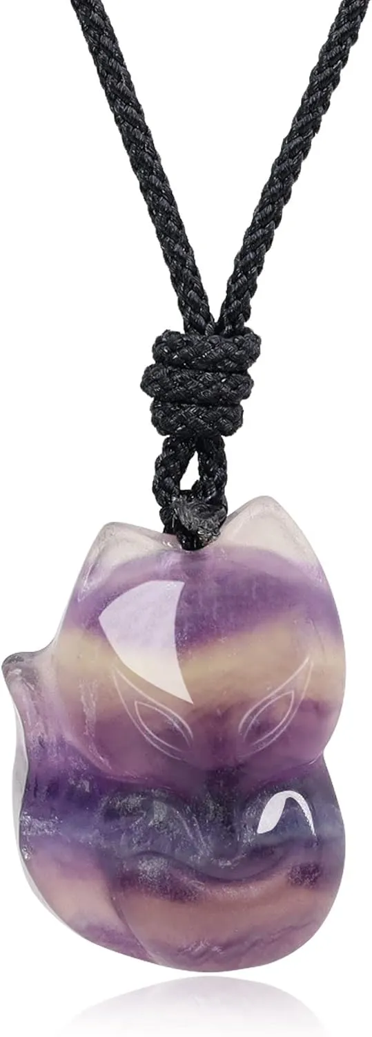 COAI Mens Womens Stone Fox Pendant Necklace