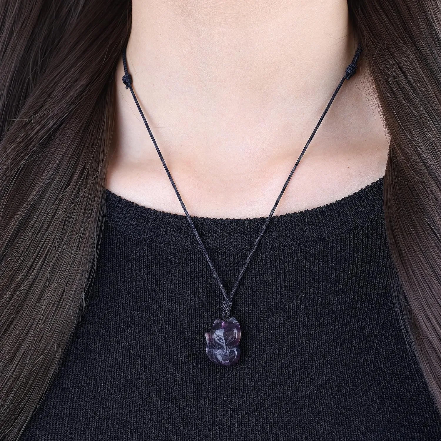 COAI Mens Womens Stone Fox Pendant Necklace