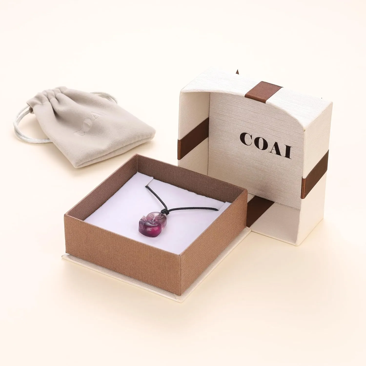 COAI Mens Womens Stone Fox Pendant Necklace