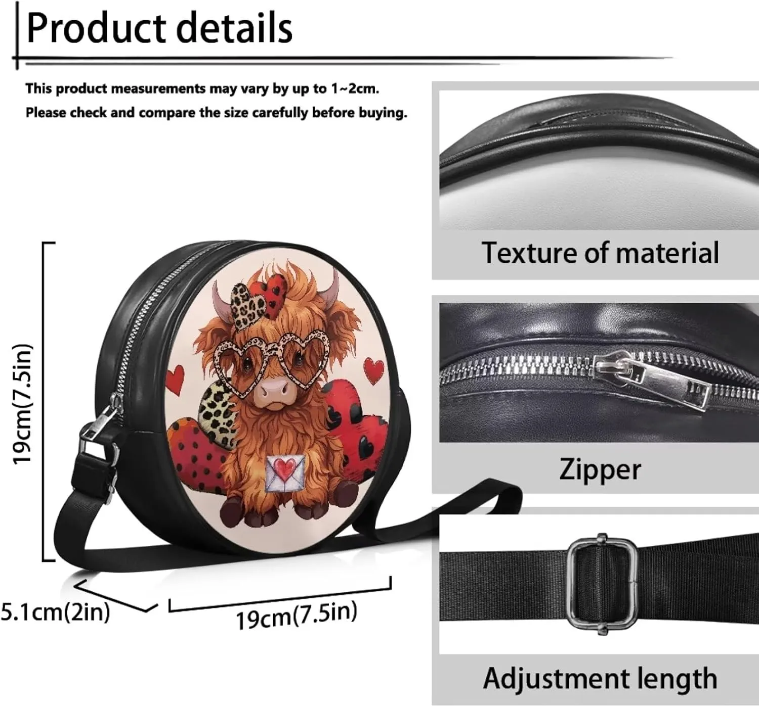 Coldinair Dog Paw Shoulder Bag for Women Leather Crossbody Shoulder Handbags Circle Crossbody Purse Small Tote Satchel