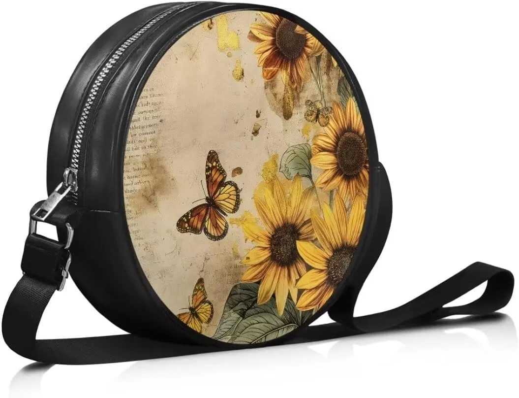 Coldinair Galaxy Butterfly Crossbody Bag for Women Girls,Leather Circle Crossbody Shoulder Bag