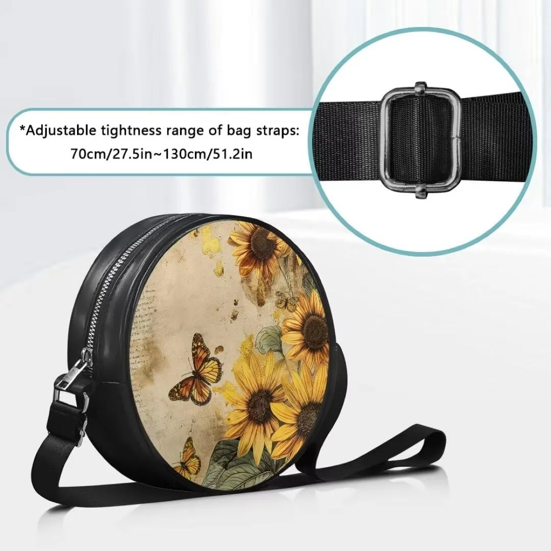 Coldinair Galaxy Butterfly Crossbody Bag for Women Girls,Leather Circle Crossbody Shoulder Bag