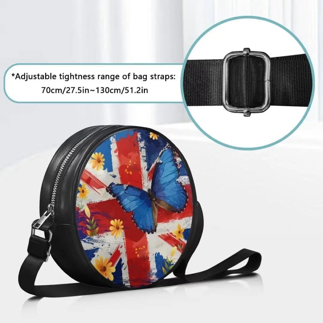 Coldinair Galaxy Butterfly Crossbody Bag for Women Girls,Leather Circle Crossbody Shoulder Bag