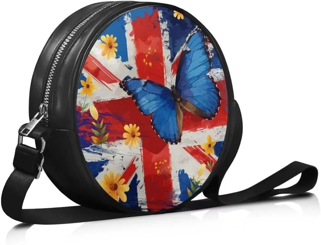 Coldinair Galaxy Butterfly Crossbody Bag for Women Girls,Leather Circle Crossbody Shoulder Bag