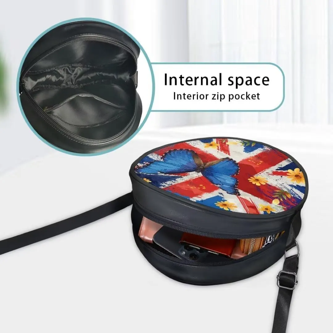 Coldinair Galaxy Butterfly Crossbody Bag for Women Girls,Leather Circle Crossbody Shoulder Bag