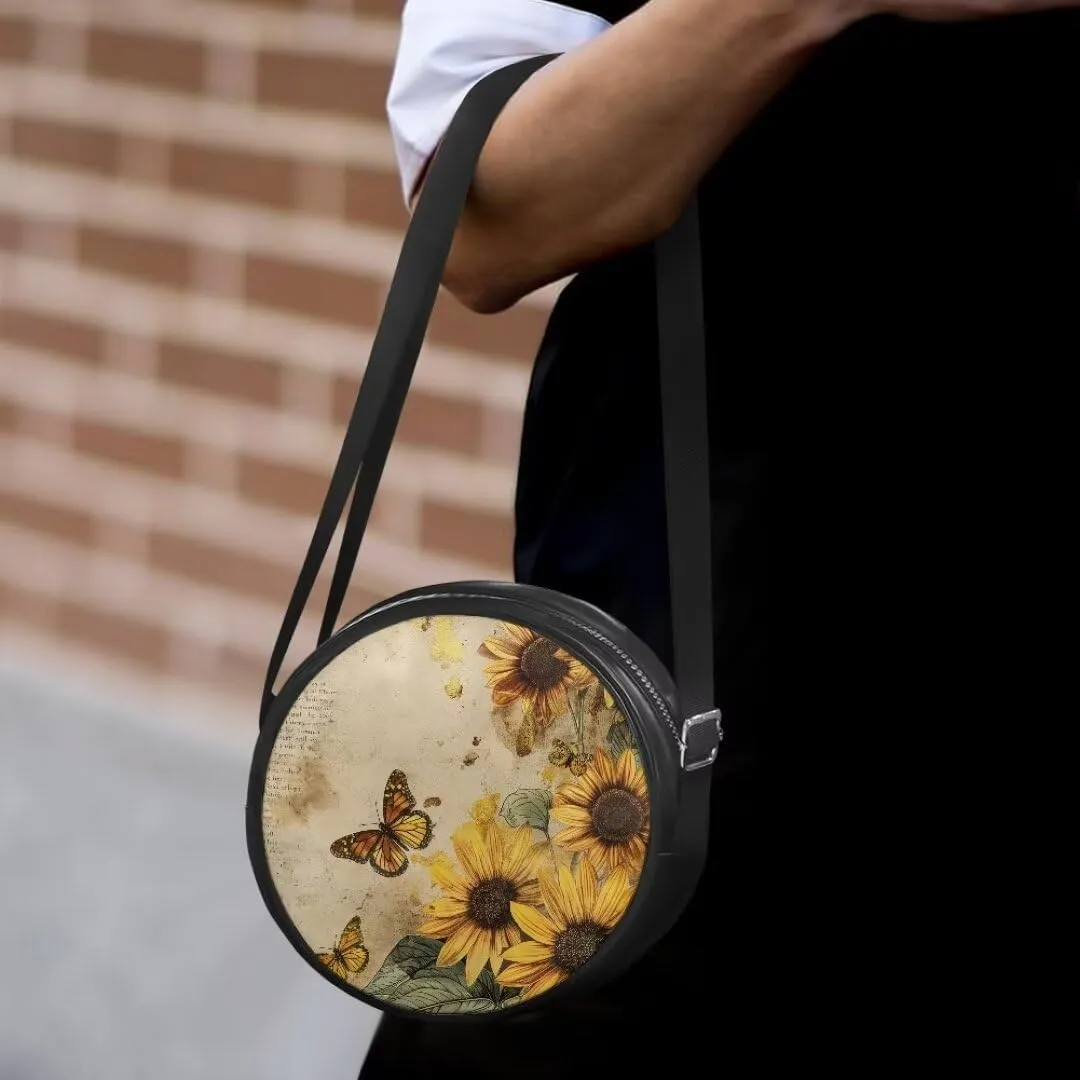 Coldinair Galaxy Butterfly Crossbody Bag for Women Girls,Leather Circle Crossbody Shoulder Bag