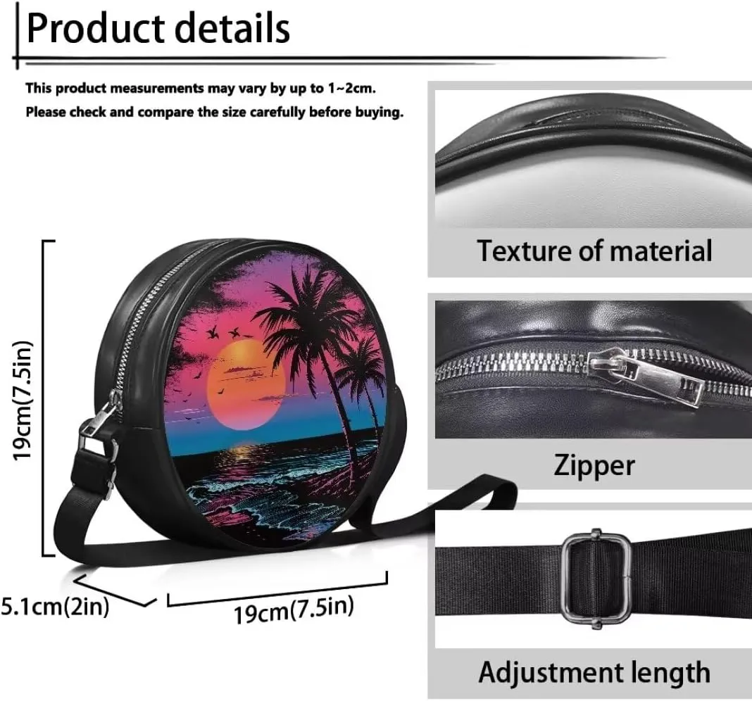 Coldinair Galaxy Butterfly Crossbody Bag for Women Girls,Leather Circle Crossbody Shoulder Bag