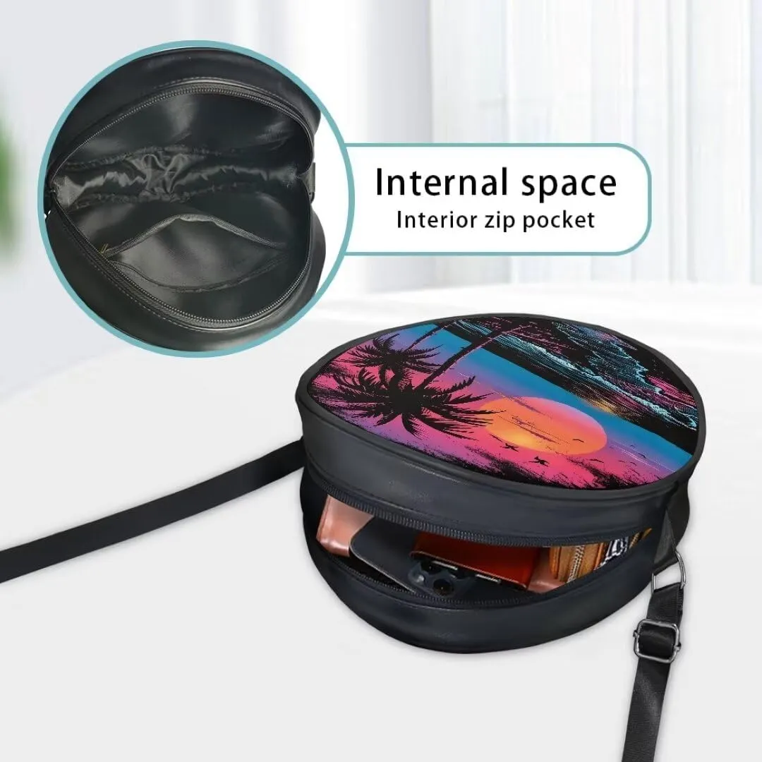 Coldinair Galaxy Butterfly Crossbody Bag for Women Girls,Leather Circle Crossbody Shoulder Bag