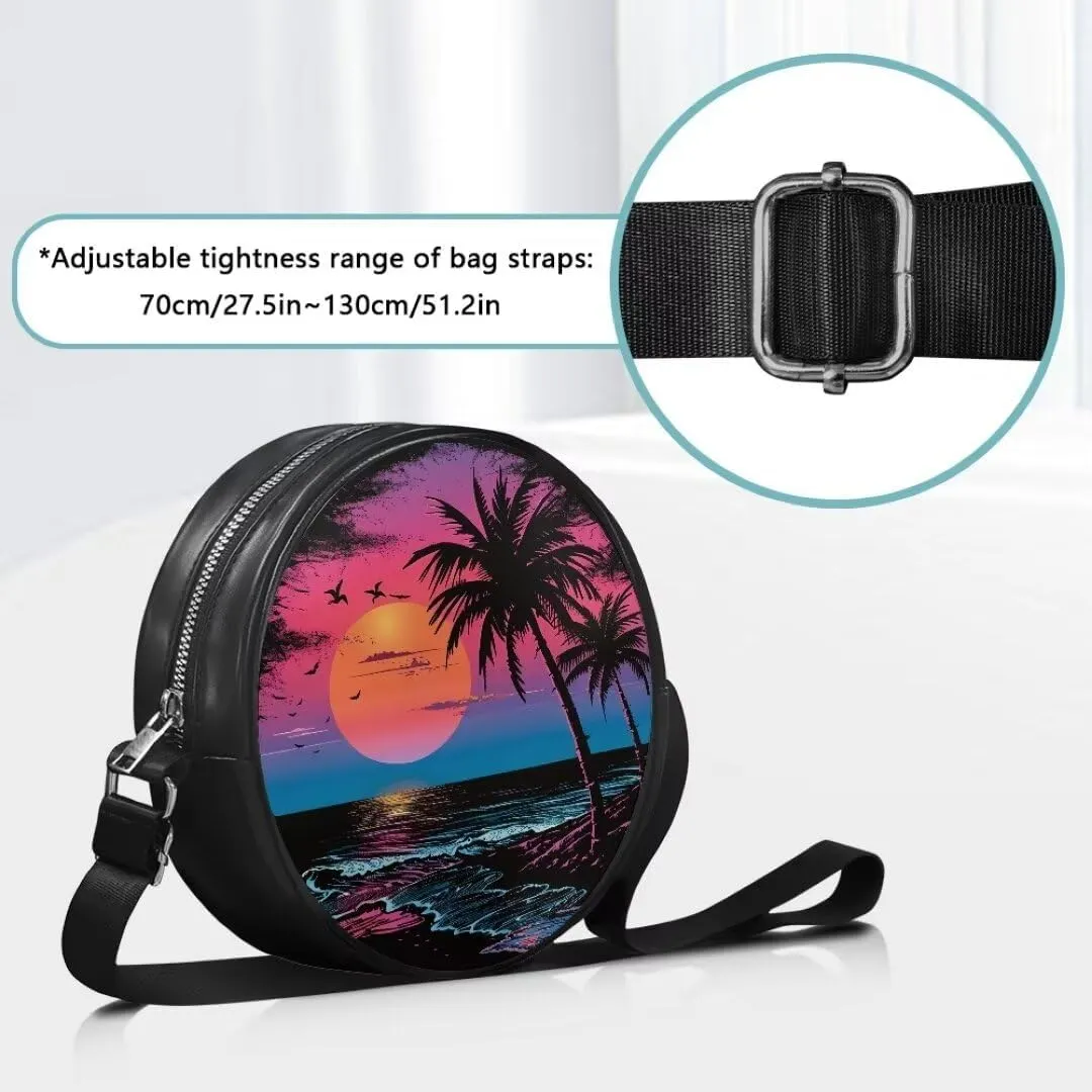 Coldinair Galaxy Butterfly Crossbody Bag for Women Girls,Leather Circle Crossbody Shoulder Bag