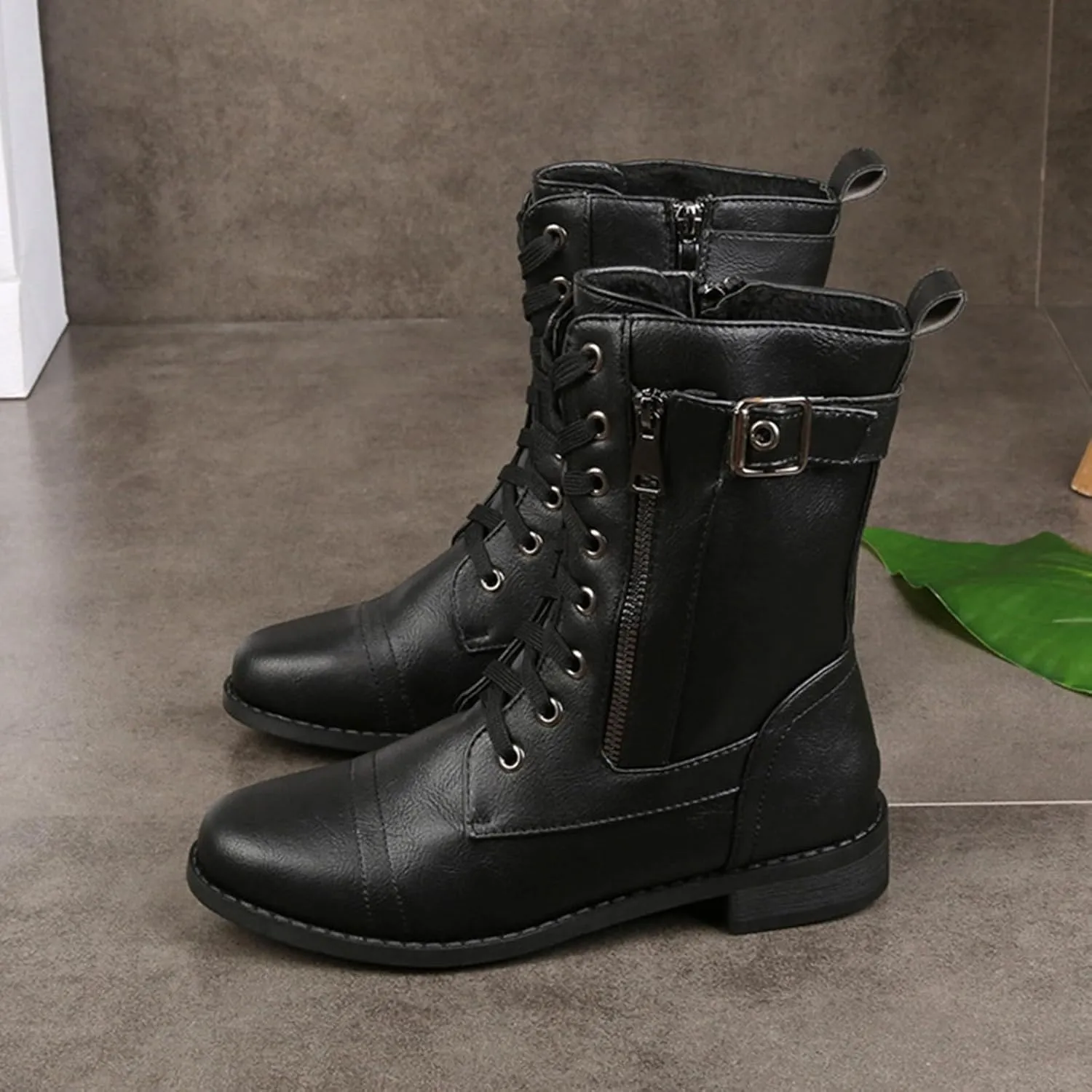 Combat Boots Womens Ankle Black Ankle Booties for Women Women's Ankle Boots Hiking Boot Laces Men Soft Sole Fashion Closed Toe Wide Fit Available
