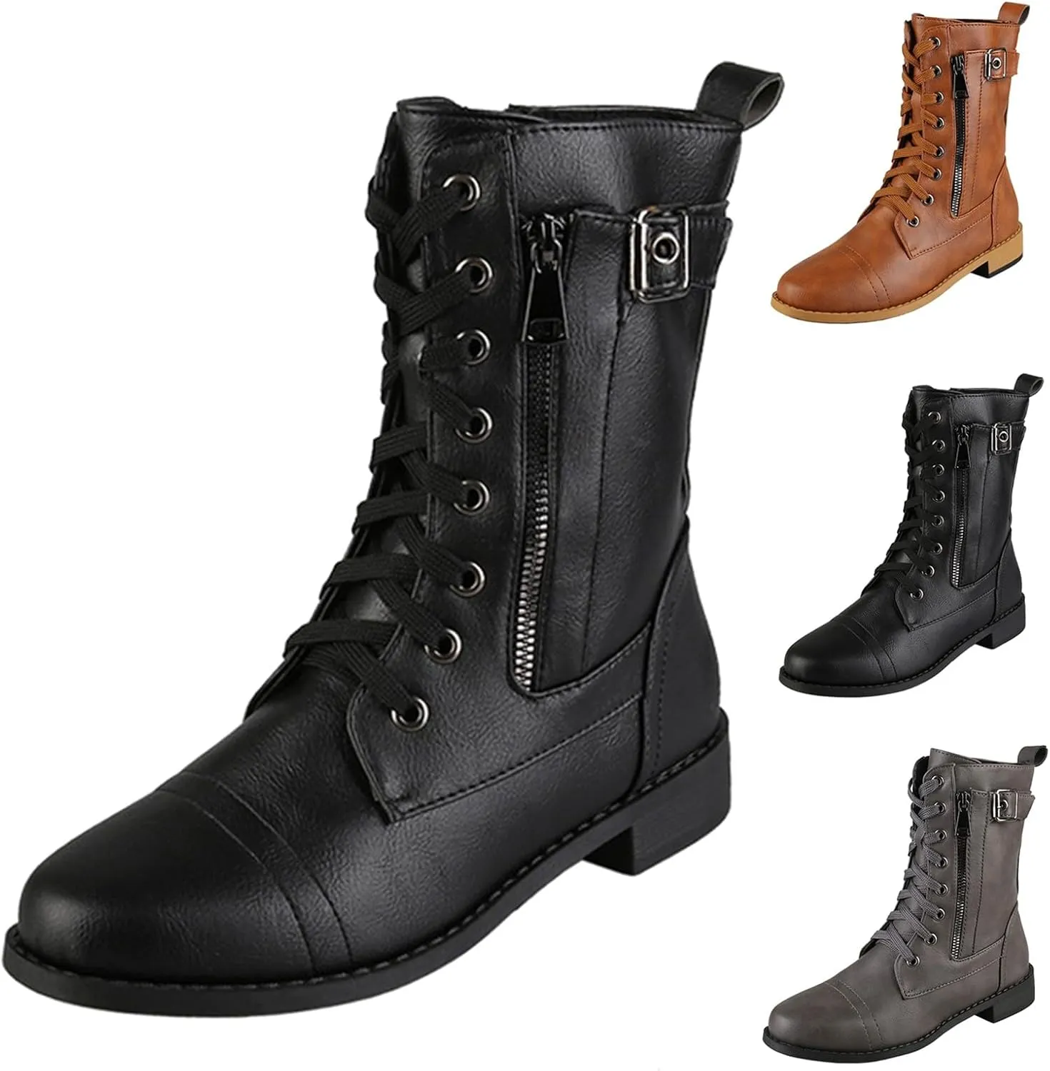 Combat Boots Womens Ankle Black Ankle Booties for Women Women's Ankle Boots Hiking Boot Laces Men Soft Sole Fashion Closed Toe Wide Fit Available
