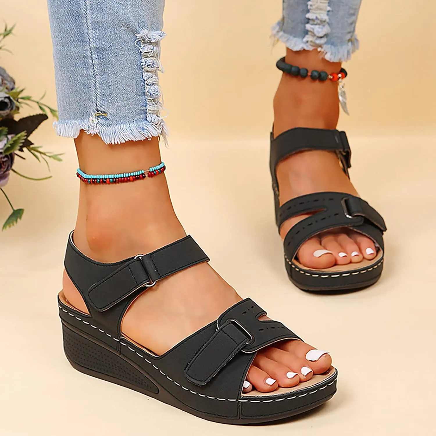 Comfortable Sandals for Women Dressy Summer Orthopedic Sandals Walking Shoes with Arch Support Platform Sandals