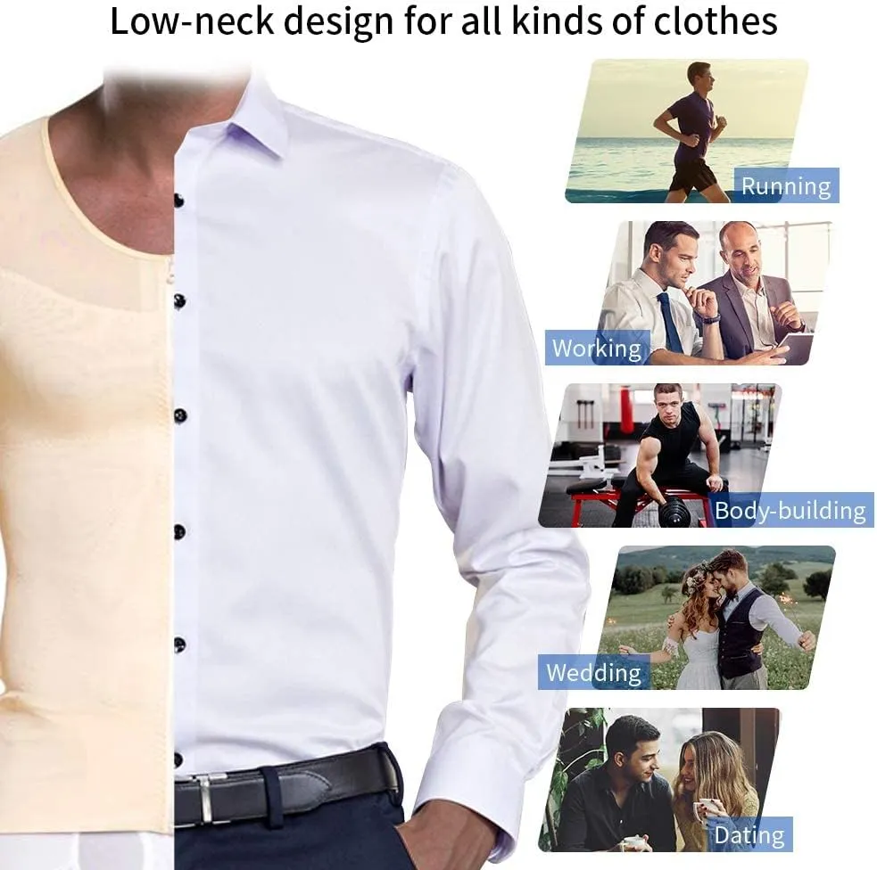 Compression Shirts for Men Body Shaper Slimming Shirts Shapewear with Zipper