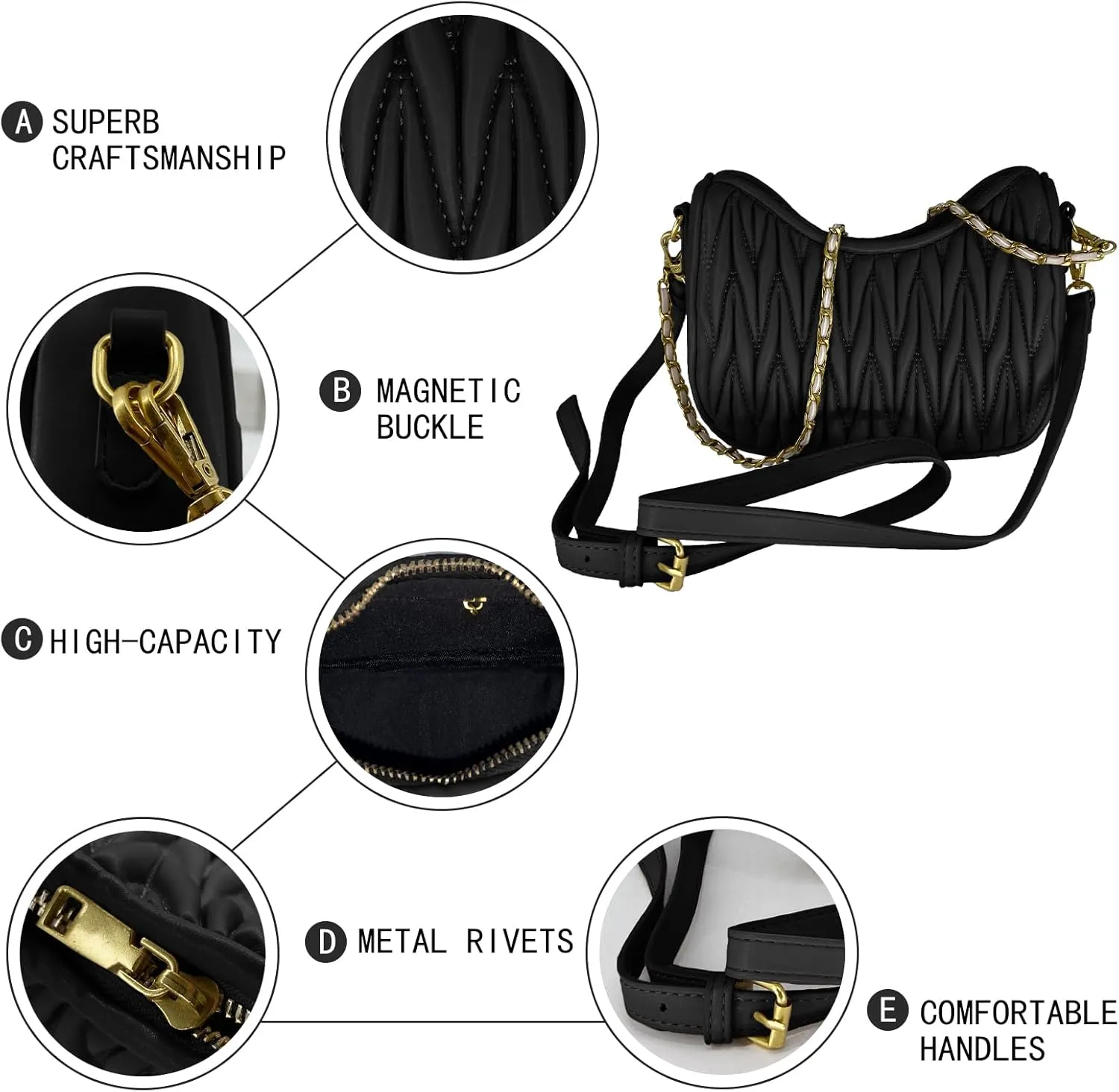 Convertible Vegan Leather Tote Bag for Women, Shoulder/Crossbody Work Purse with Detachable Strap