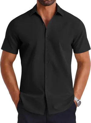 COOFANDY Mens Button Down Shirts Short Sleeve Casual Shirt Summer Untucked Dress Shirts