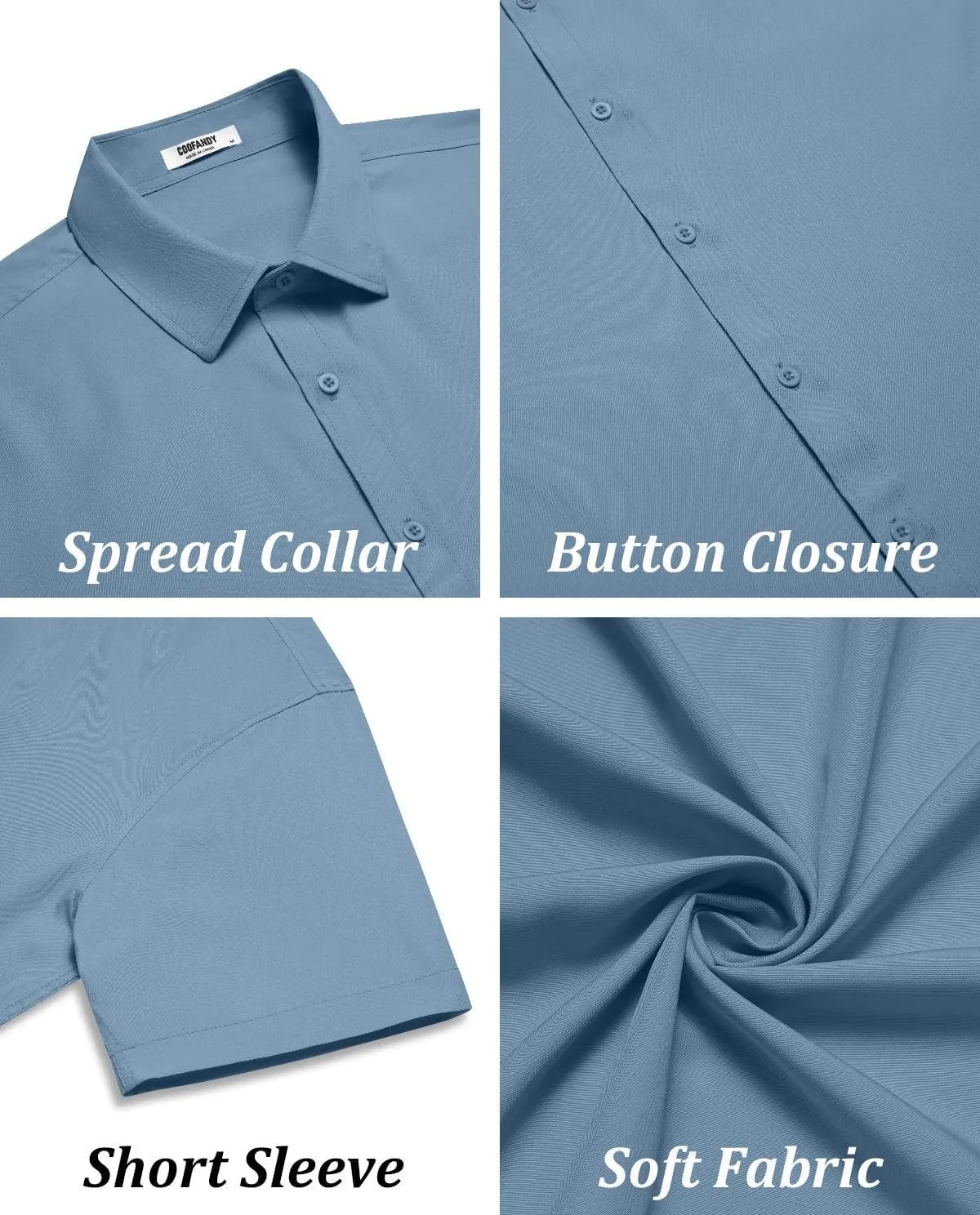 COOFANDY Men's Casual Button Down Shirts Short Sleeve Summer Untucked Dress Shirts