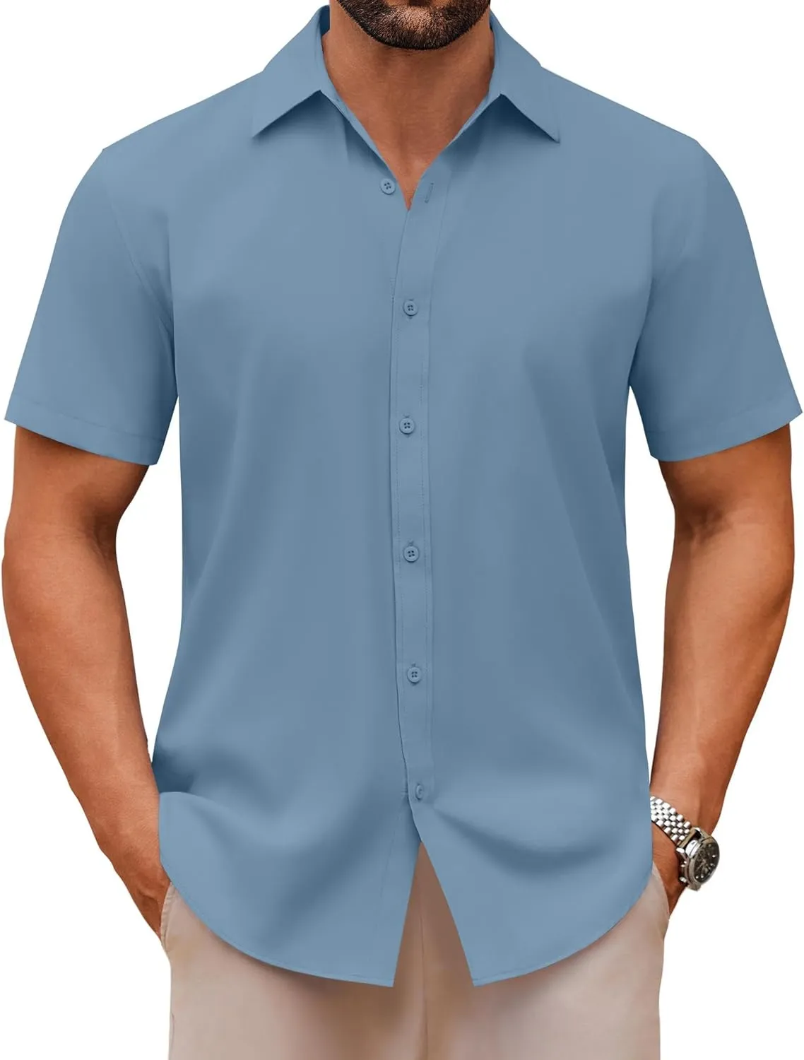 COOFANDY Men's Casual Button Down Shirts Short Sleeve Summer Untucked Dress Shirts