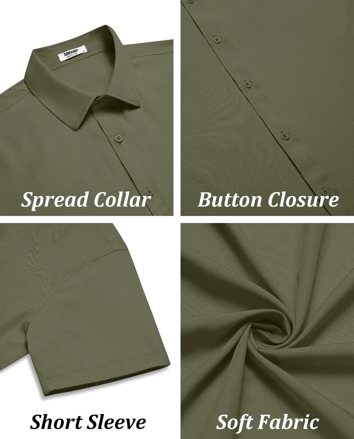 COOFANDY Men's Casual Button Down Shirts Short Sleeve Summer Untucked Dress Shirts