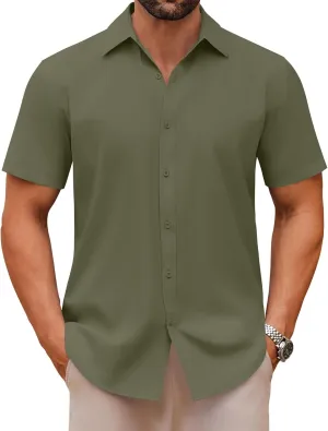 COOFANDY Men's Casual Button Down Shirts Short Sleeve Summer Untucked Dress Shirts