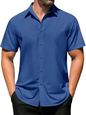 COOFANDY Men's Casual Dress Shirts Short Sleeve Wrinkle Free Casual Button Down Shirts