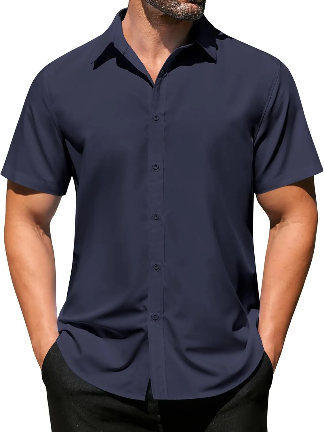 COOFANDY Men's Casual Dress Shirts Short Sleeve Wrinkle Free Casual Button Down Shirts