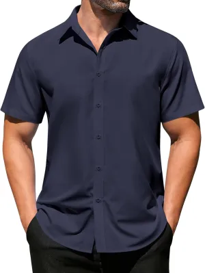 COOFANDY Men's Casual Dress Shirts Short Sleeve Wrinkle Free Casual Button Down Shirts