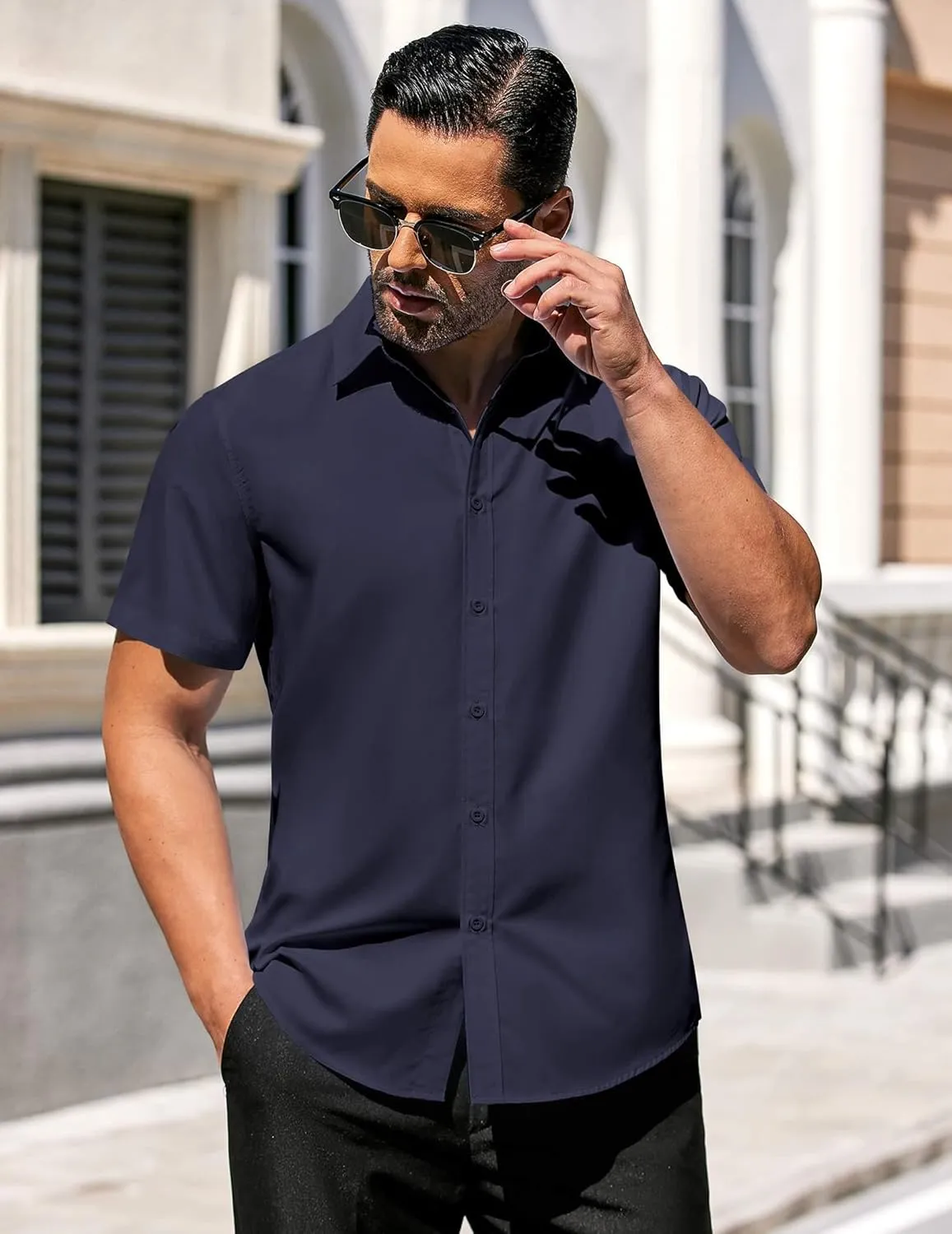 COOFANDY Men's Casual Dress Shirts Short Sleeve Wrinkle Free Casual Button Down Shirts