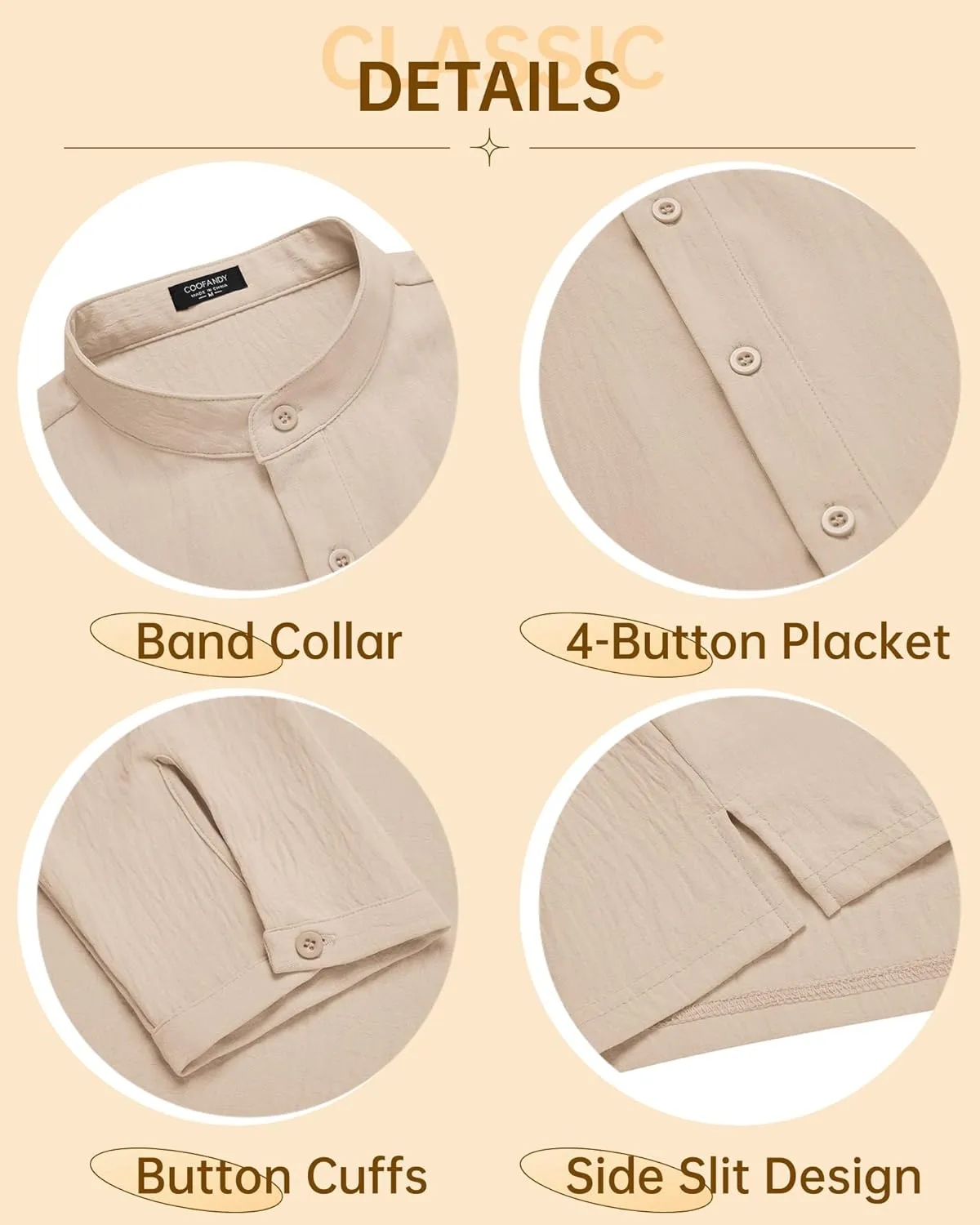 COOFANDY Men's Casual Henley Shirts Long Sleeve Hippie Beach T Shirts Yoga Summer Top