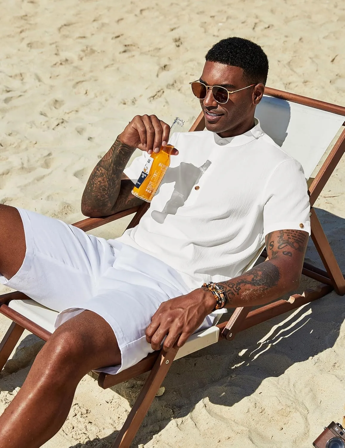 COOFANDY Men's Casual Henley Shirts Short Sleeve Summer Beach T-Shirts Banded Collar Henleys Button Tee Shirt