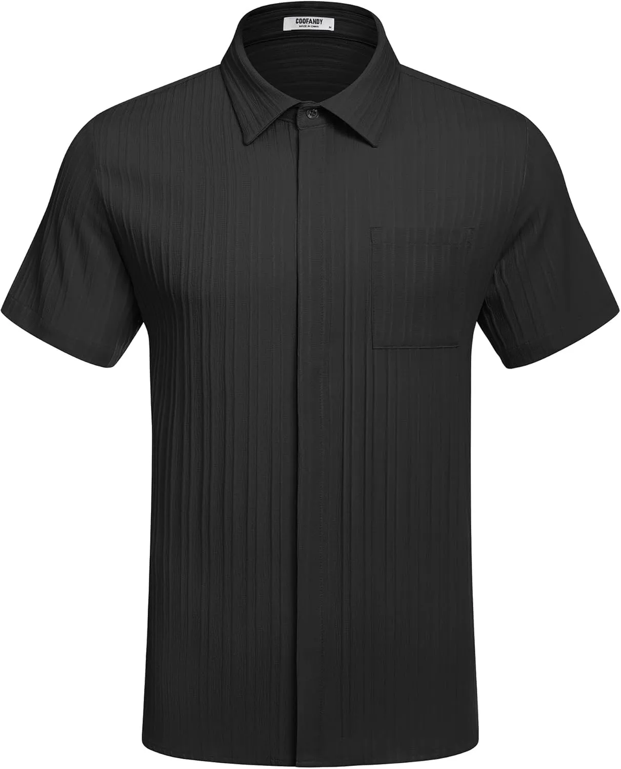 COOFANDY Mens Casual Shirts Short Sleeve Button Down Shirts Fashion Textured Summer Beach Shirt